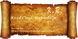Kozányi Radován névjegykártya