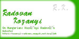 radovan kozanyi business card